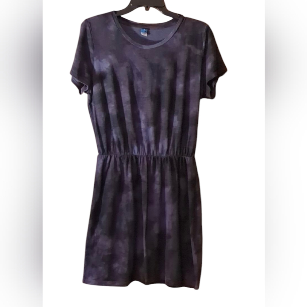 Old Navy Blue and Gray Mini Dress Casual Crew Neck Short Sleeve